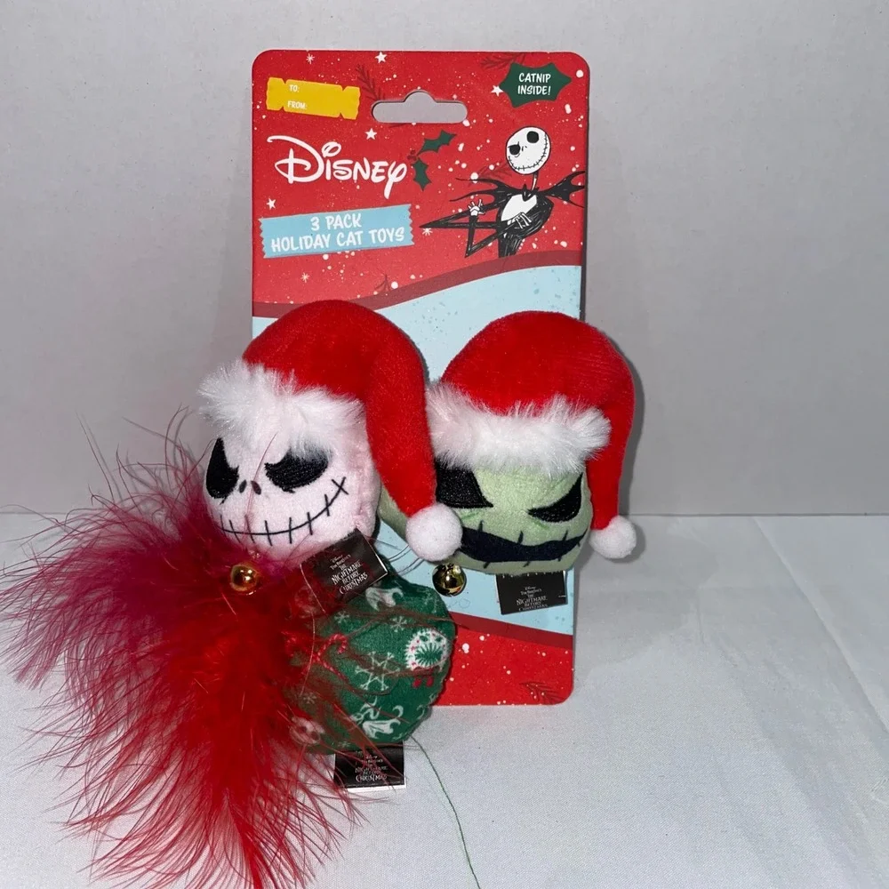 Disney Nightmare Before Christmas 3 Pack Holiday Cat Toys Jack Oogie Catnip New